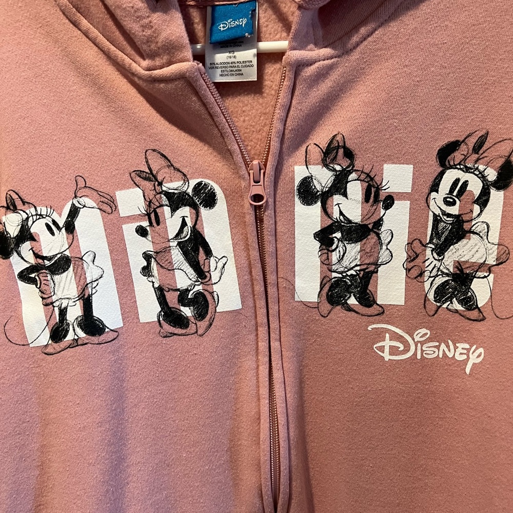 Disney Pink mauve Minnie Mouse Hoodie sweatshirt women’s sz XL